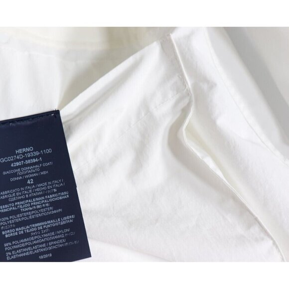 Herno Women Size IT42 US6 White Drawstring Hooded Jacket A-Line Parka Coat $1195 - Picture 5 of 9